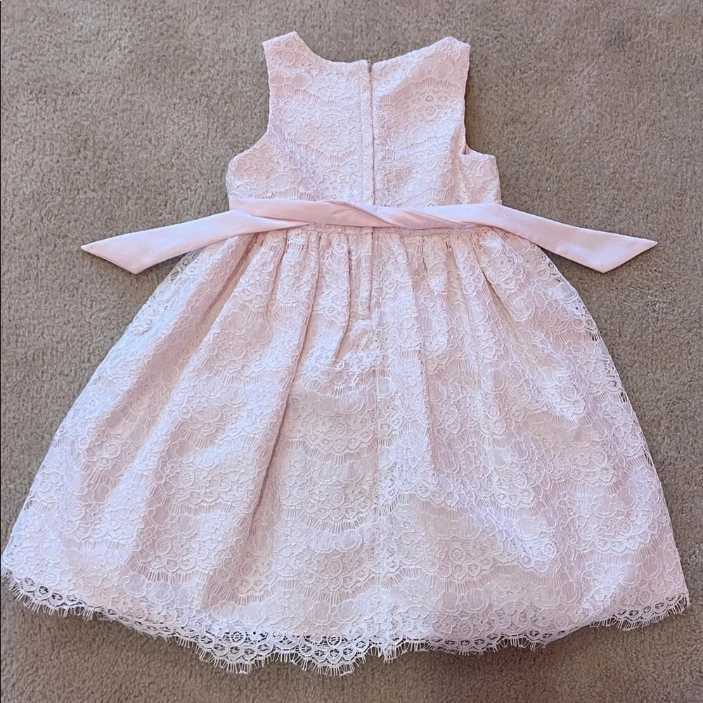 American Princess Light Pink Lace Flower Girl Dress with Sash